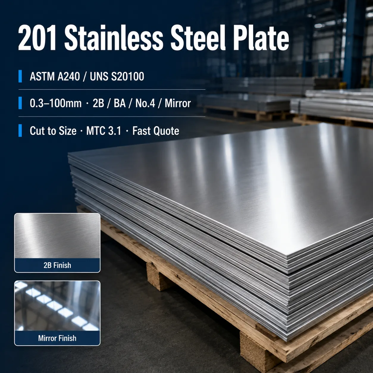 Pemasok Plat Stainless Steel 201|Pelat & Lembaran ASTM A240 S20100