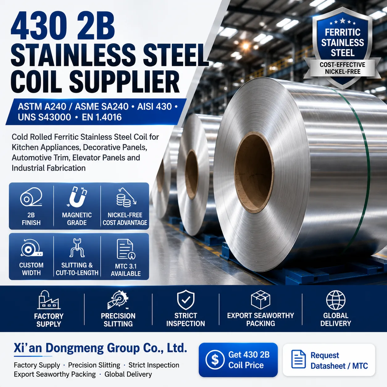 430 2Pemasok Kumparan Baja Tahan Karat B|Kumparan Canai Dingin ASTM A240 UNS S43000